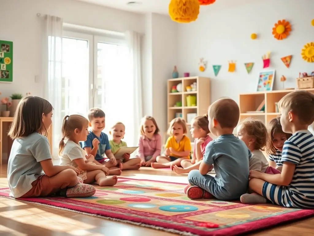 An engaging image showing children participating in an interactive storytelling session at a MAKUSSA-sponsored educational program, emphasizing learning and imagination.